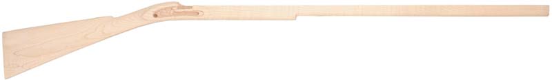 Stock, Hawken fullstock, pre-inlet,
1" octagon, 38" barrel, L&R late English lock, fancy maple Stock, Hawken fullstock, pre-inlet,
1" octagon, 38" barrel, L&R late English lock, fancy maple